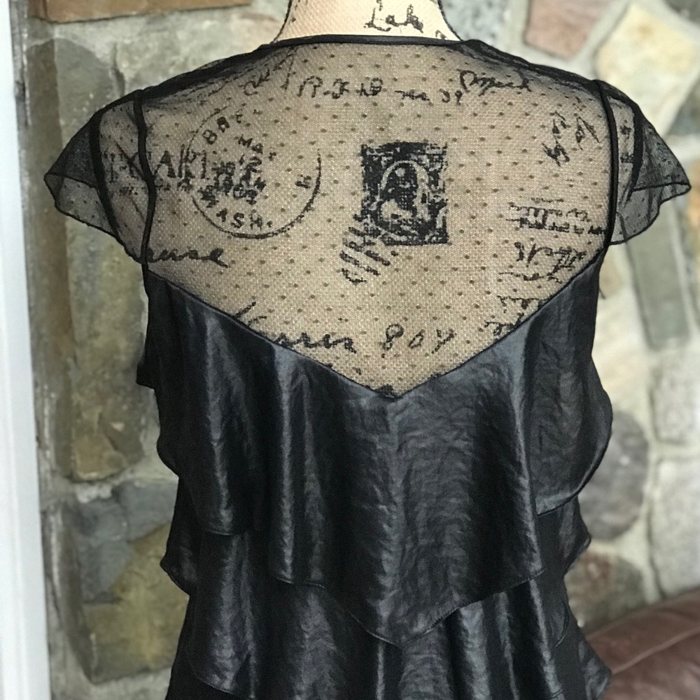 BCBGMaxAria black ruffled tiered dress size S - Picture 6 of 9